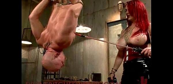  Guy electro tortured and fucked by redhead